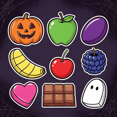 Halloween Candy Fruit Clipart Icons