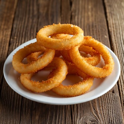 Stack of Onion Rings on Plate