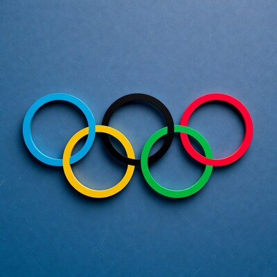 Olympic Rings on Blue Background