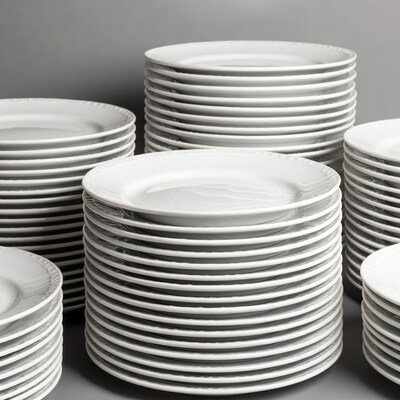 Stacks of White Plates