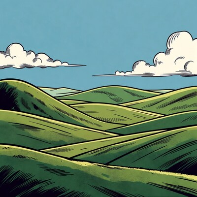 Rolling Green Hills Illustration