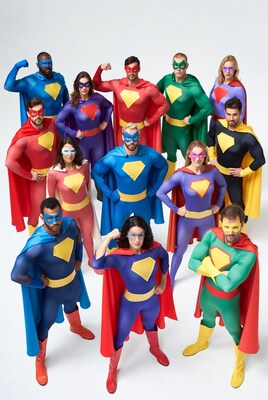 Diverse Superheroes Group Posing Together
