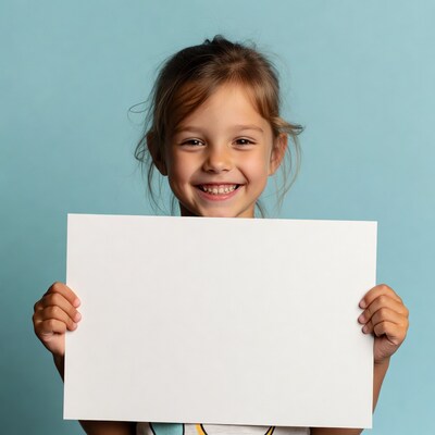 Girl holding blank sign