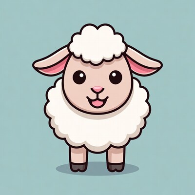 Cute cartoon sheep smiling