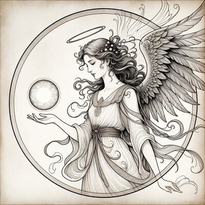 Angel holding glowing orb