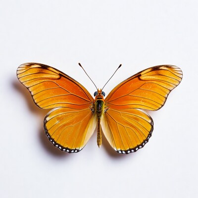 Orange butterfly on white background