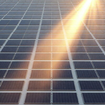 Solar Panels with Sunlight Beam