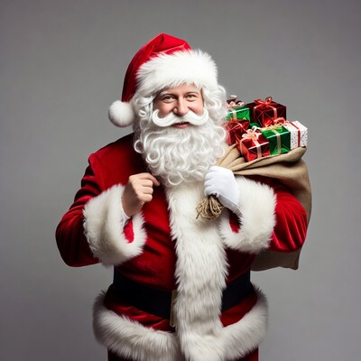 Santa Claus holding sack of gifts