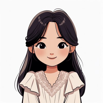 Anime girl with long black hair