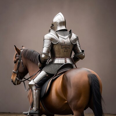 Knight in Armor Riding Horse