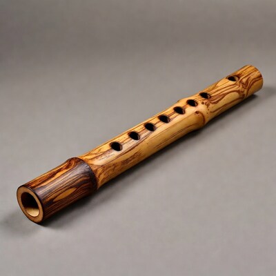 Bamboo Flute on Gray Background