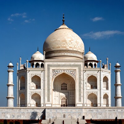 Taj Mahal against blue sky