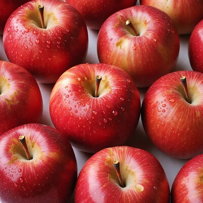 Fresh Red Apples with Water Droplets