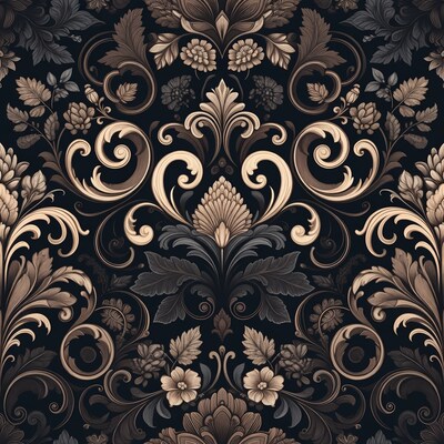 Dark Baroque Floral Ornament Pattern