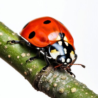 Ladybug on green stem
