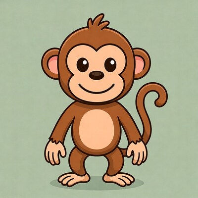 Cute cartoon monkey standing