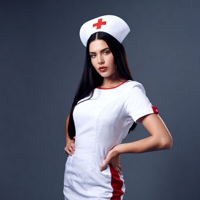 Woman in nurse uniform posing