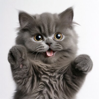 British Shorthair Kitten Sticking Out Tongue