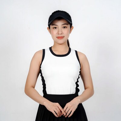 Asian woman in tennis outfit