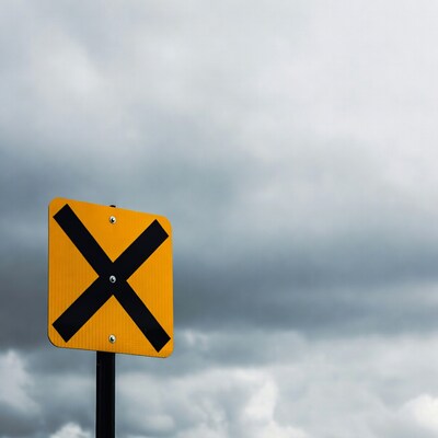 Yellow Railroad Crossing Sign
