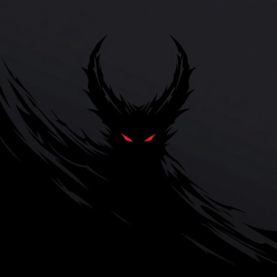 Demon with red glowing eyes