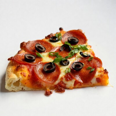 Pepperoni Pizza Slice with Olives