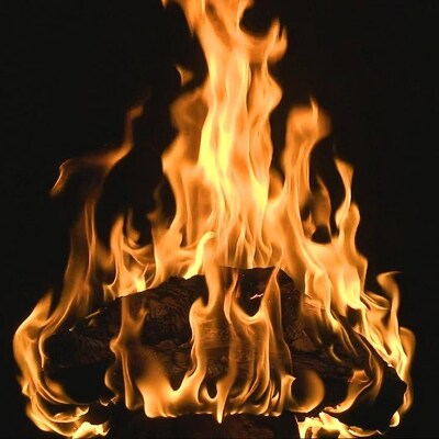 Burning Fire on Black Background