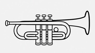 Black line drawing trumpet