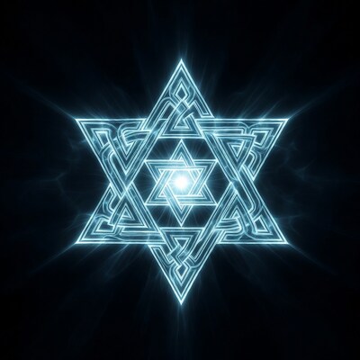 Glowing Blue Celtic Star of David