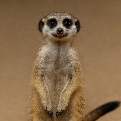 Cute meerkat standing on hind legs