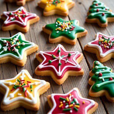 Colorful Christmas Star Tree Cookies