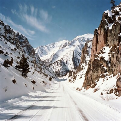 Snowy Mountain Road in Canyon