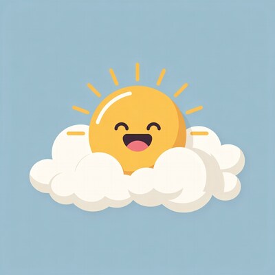 Smiling sun on cloud illustration