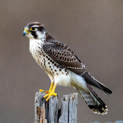 Peregrine Falcon Perched on Post