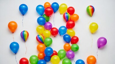 Number 8 Made of Colorful Balloons