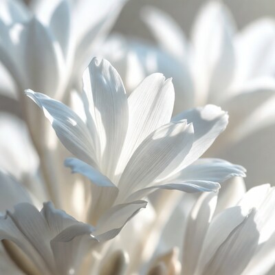 White Gladiolus Flowers Closeup