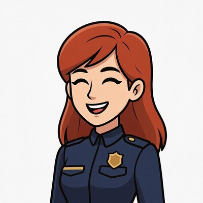 Smiling redhead female police officer illustration