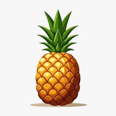 Cartoon Pineapple on White Background