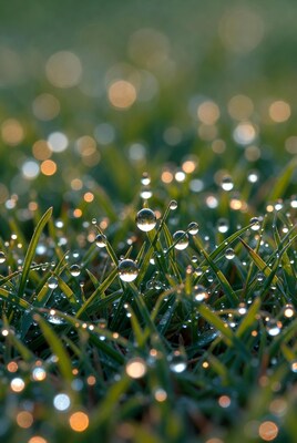 Dew Drops on Green Grass