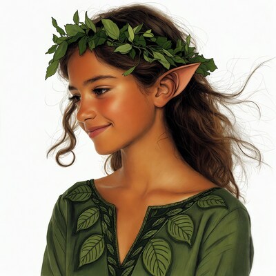 Girl with elf ears and leaf crown