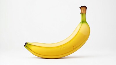 Ripe banana on white background