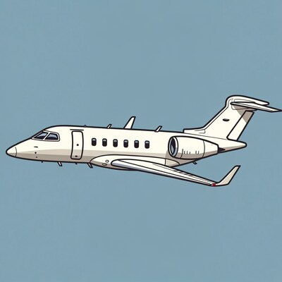 White Private Jet Illustration