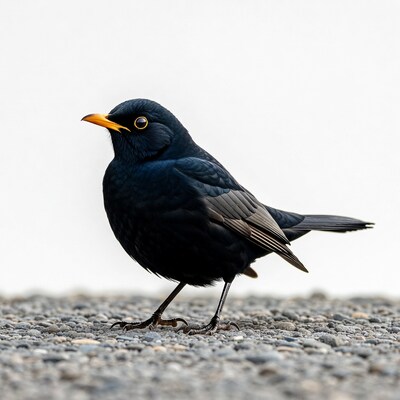 Blackbird standing on pebbles