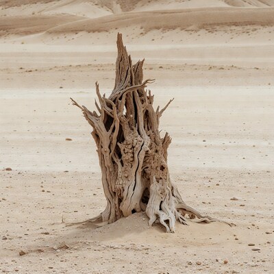 Dead tree in desert dunes