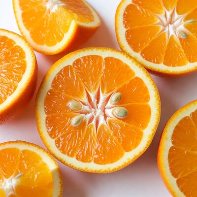 Sliced Oranges on White Background