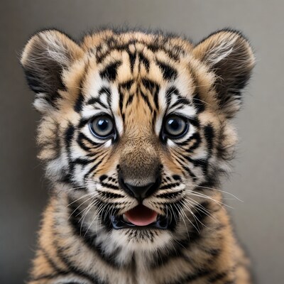 Baby tiger with blue eyes