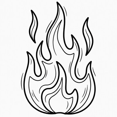 Cartoon Flame Outline Illustration