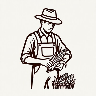 Farmer holding corn in basket