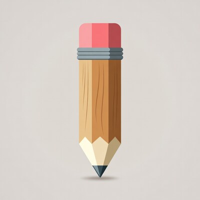 Pink eraser wooden pencil illustration