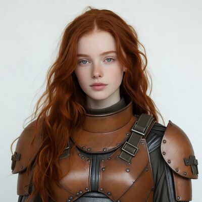 Redhead woman in leather armor